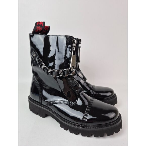 Zadig & Voltaire Women's Black Joe Cecilia Patent Leather Ankle Boot Size 38 EU - Picture 1 of 7